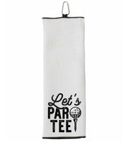 Let's Par Tee Tri-fold Golf Towel with Clip 100% Microfiber Waffle Weave Black White Gift Idea for Golfer Men Women Mom Dad