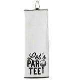 Let's Par Tee Tri-fold Golf Towel with Clip 100% Microfiber Waffle Weave Black White Gift Idea for Golfer Men Women Mom Dad