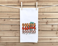 Set of 3 Thanksgiving Flour Sack Kitchen Towels Gobble Till You Wobble Talk Turkey to Me Turkey Gravy Casserole Housewarming Hostess Gift