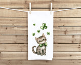 Cat St Patrick's Day Flour Sack Kitchen Towel Dish Cloth Hostess Birthday Christmas St Patrick's Day Irish Gift for Women Men