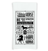 Advice from a Horse Funny Flour Sack Kitchen Towel with Saying Farmhouse Rustic Farm Themed Birthday Housewarming Home Christmas Gift Idea