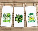 Set of 3 St. Patrick's Day Tea Towels Cute Funny Flour Sack Dish Saint Patricks Bathroom or Kitchen Decor Decorative Hand Towel