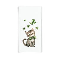 Cat St Patrick's Day Flour Sack Kitchen Towel Dish Cloth Hostess Birthday Christmas St Patrick's Day Irish Gift for Women Men