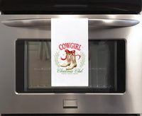 Coquette Cowgirl Christmas Club Flour Sack Hand Towel Western Southwestern Country Holiday Home Kitchen Bathroom Decor