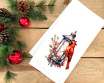 Christmas Cardinal and Lantern Tea Towel Cute Colorful Flour Sack Kitchen Towel Farmhouse Home Decor Decoration for Men Women Family Friends