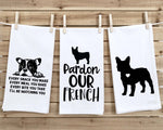 Set of 3 French Bulldog Flour Sack Kitchen Towels Funny Frenchie Dog Hand Tea Dish Towels Birthday Housewarming Christmas Gift for Women Men