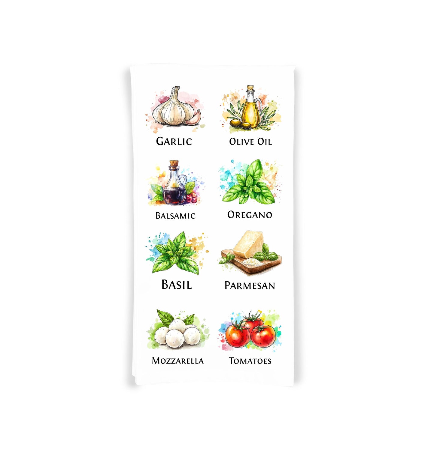 Italian Ingredients and Pasta Kitchen Towel Set of 2 - Gift Idea for Italian Food Lover