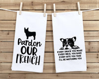Set of 3 French Bulldog Flour Sack Kitchen Towels Funny Frenchie Dog Hand Tea Dish Towels Birthday Housewarming Christmas Gift for Women Men