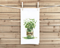 Shamrock Bouquet Flour Sack Kitchen Towel Dish Cloth Hostess Birthday Christmas St Patrick's Day Irish Gift for Women Men