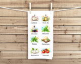 Italian Ingredients and Pasta Kitchen Towel Set of 2 - Gift Idea for Italian Food Lover