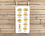 Italian Ingredients and Pasta Kitchen Towel Set of 2 - Gift Idea for Italian Food Lover
