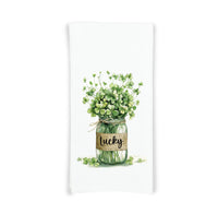 Shamrock Bouquet Flour Sack Kitchen Towel Dish Cloth Hostess Birthday Christmas St Patrick's Day Irish Gift for Women Men