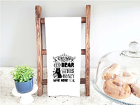 A Grumpy Old Bear and His Honey Live Here Funny Grilling Kitchen Towel Birthday Father's Day Christmas Gift for Men Husband Dad Grandpa Him