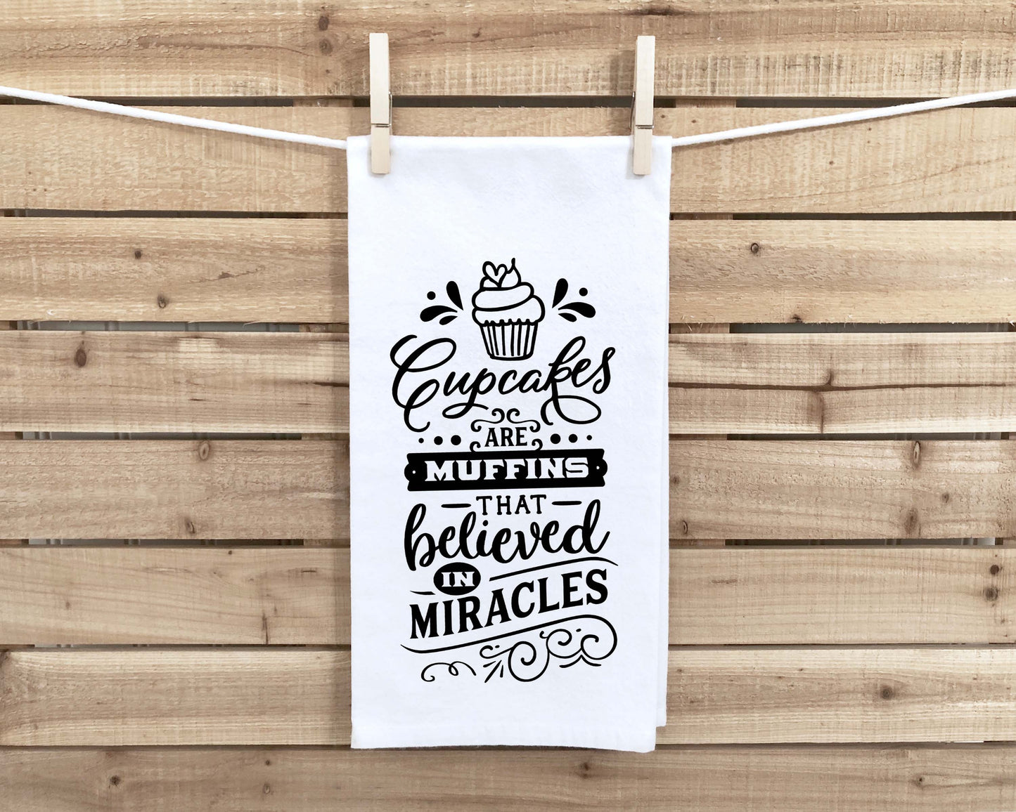 Grandma's Kitchen Open 24 Hours and Cupcakes Are Muffins That Believed in Miracles Set of Two Cute Kitchen Towels for Gift for Grandmother