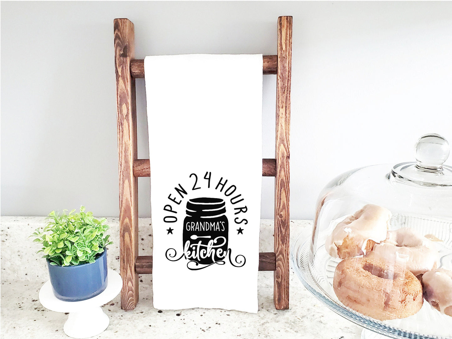 Grandma's Kitchen Open 24 Hours and Cupcakes Are Muffins That Believed in Miracles Set of Two Cute Kitchen Towels for Gift for Grandmother