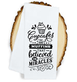 Grandma's Kitchen Open 24 Hours and Cupcakes Are Muffins That Believed in Miracles Set of Two Cute Kitchen Towels for Gift for Grandmother