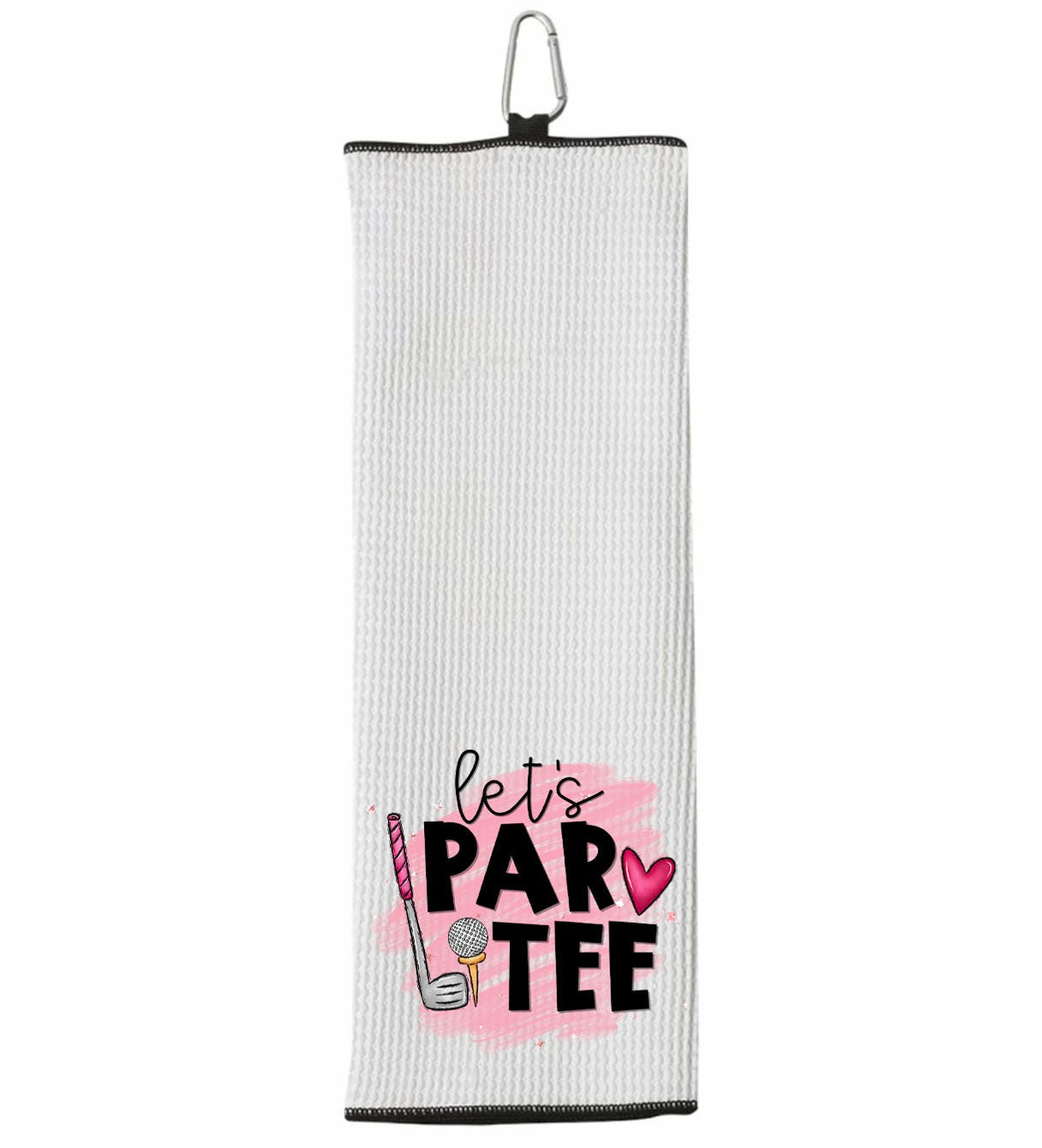 Let's Par Tee Tri-fold Golf Towel with Clip 100% Microfiber Waffle Weave Cute Gift Idea for Women Mom Daughter Girlfriend Best Friend