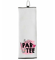 Let's Par Tee Tri-fold Golf Towel with Clip 100% Microfiber Waffle Weave Cute Gift Idea for Women Mom Daughter Girlfriend Best Friend