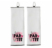 Let's Par Tee Tri-fold Golf Towel with Clip 100% Microfiber Waffle Weave Cute Gift Idea for Women Mom Daughter Girlfriend Best Friend