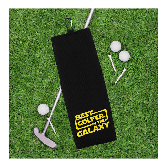 Best Golfer in the Galaxy Tri-fold Golf Towel with Clip 100% Microfiber Waffle Weave Gift Idea for Men Women