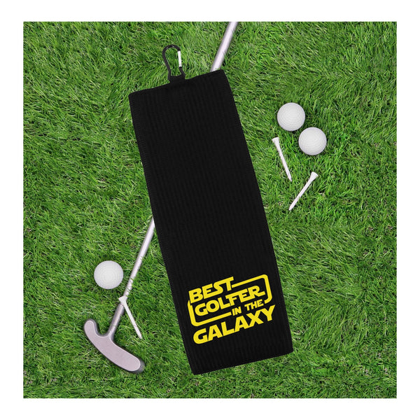 Best Golfer in the Galaxy Tri-fold Golf Towel with Clip 100% Microfiber Waffle Weave Gift Idea for Men Women