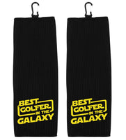 Best Golfer in the Galaxy Tri-fold Golf Towel with Clip 100% Microfiber Waffle Weave Gift Idea for Men Women