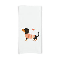 Set of 2 Dachshund Kitchen Towels 100% Cotton Flour Sack Towel - Doxie Weiner Dog Housewarming Hostess Birthday Christmas Mothers Day Gift