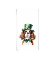 Blenheim Cavalier King Charles St. Patricks's Day 100% Cotton Flour Sack Tea Towel with Hanging Loop - Dog Lover Saint Patty's Kitchen Decor