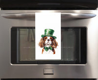 Blenheim Cavalier King Charles St. Patricks's Day 100% Cotton Flour Sack Tea Towel with Hanging Loop - Dog Lover Saint Patty's Kitchen Decor