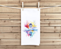 Siberian Husky Rainbow Winter Sunset Reflection Flour Sack Kitchen Towel Dog Dish Cloth Mother's Day Hostess Birthday Christmas Gift Idea