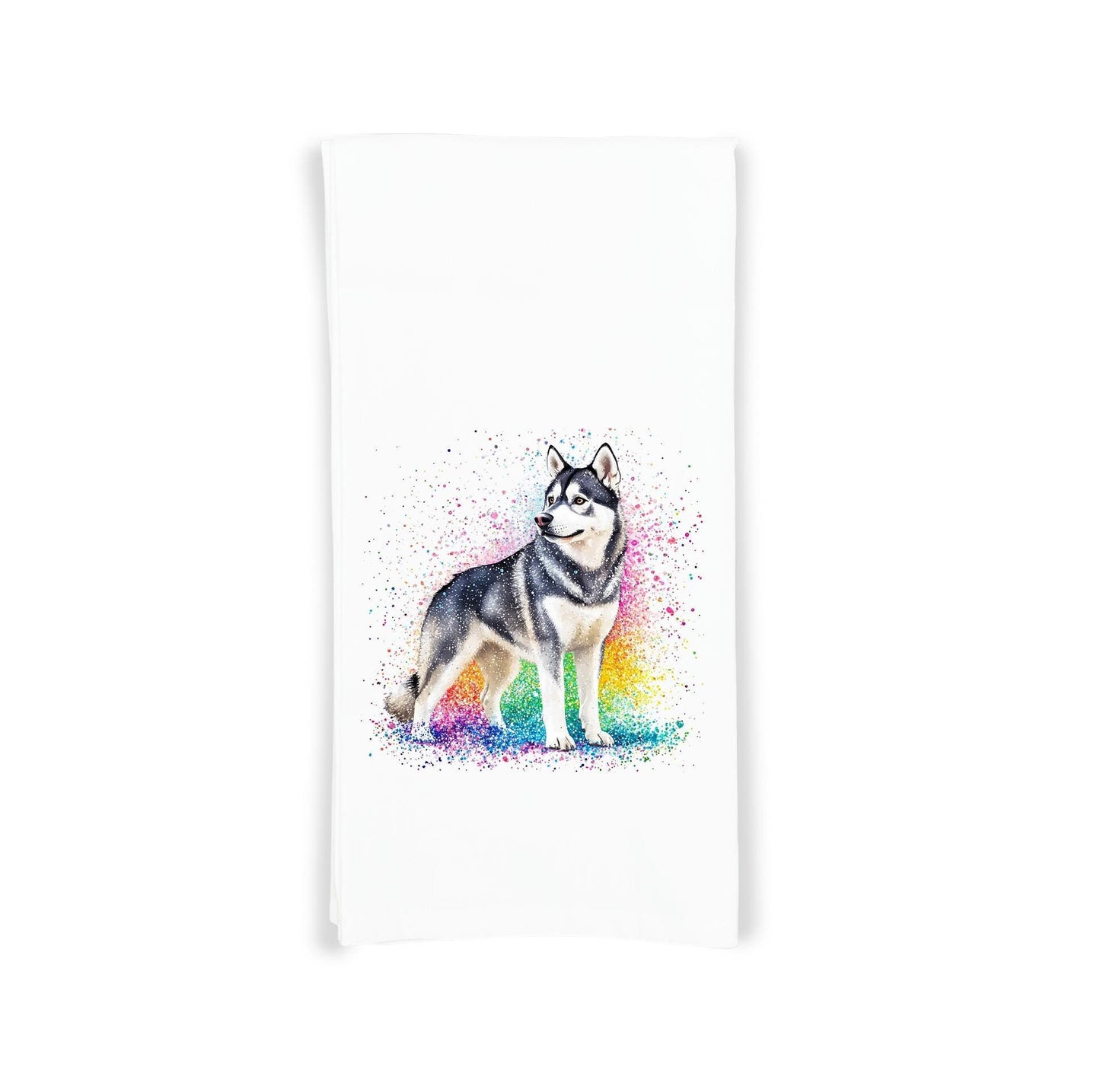 Siberian Husky Rainbow Flour Sack Kitchen Towel Dog Dish Cloth Mother's Day Hostess Birthday Christmas Gift