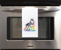 Siberian Husky Rainbow Flour Sack Kitchen Towel Dog Dish Cloth Mother's Day Hostess Birthday Christmas Gift