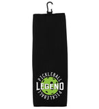 Pickleball Legend Tri-fold Golf Towel with Clip 100% Microfiber Waffle Weave Black White Gift Idea for Men Women