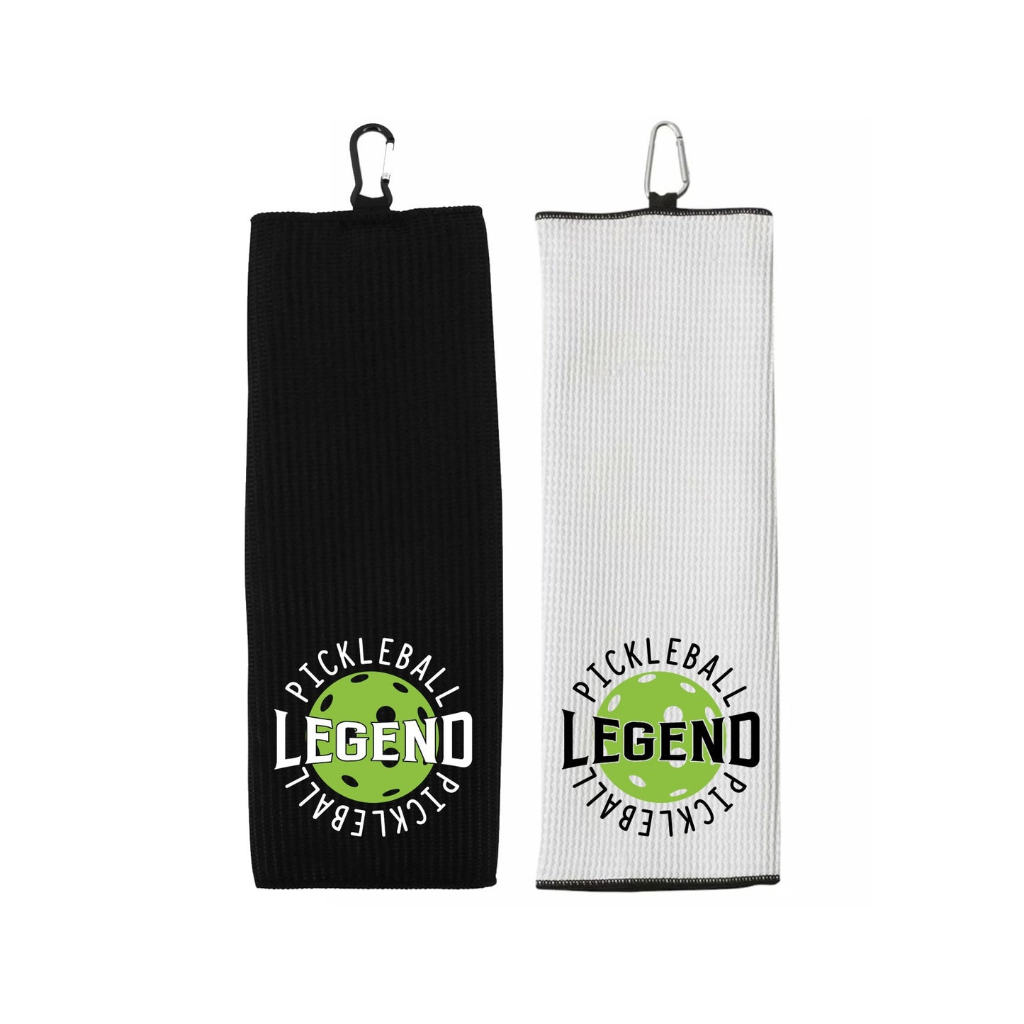 Pickleball Legend Tri-fold Golf Towel with Clip 100% Microfiber Waffle Weave Black White Gift Idea for Men Women