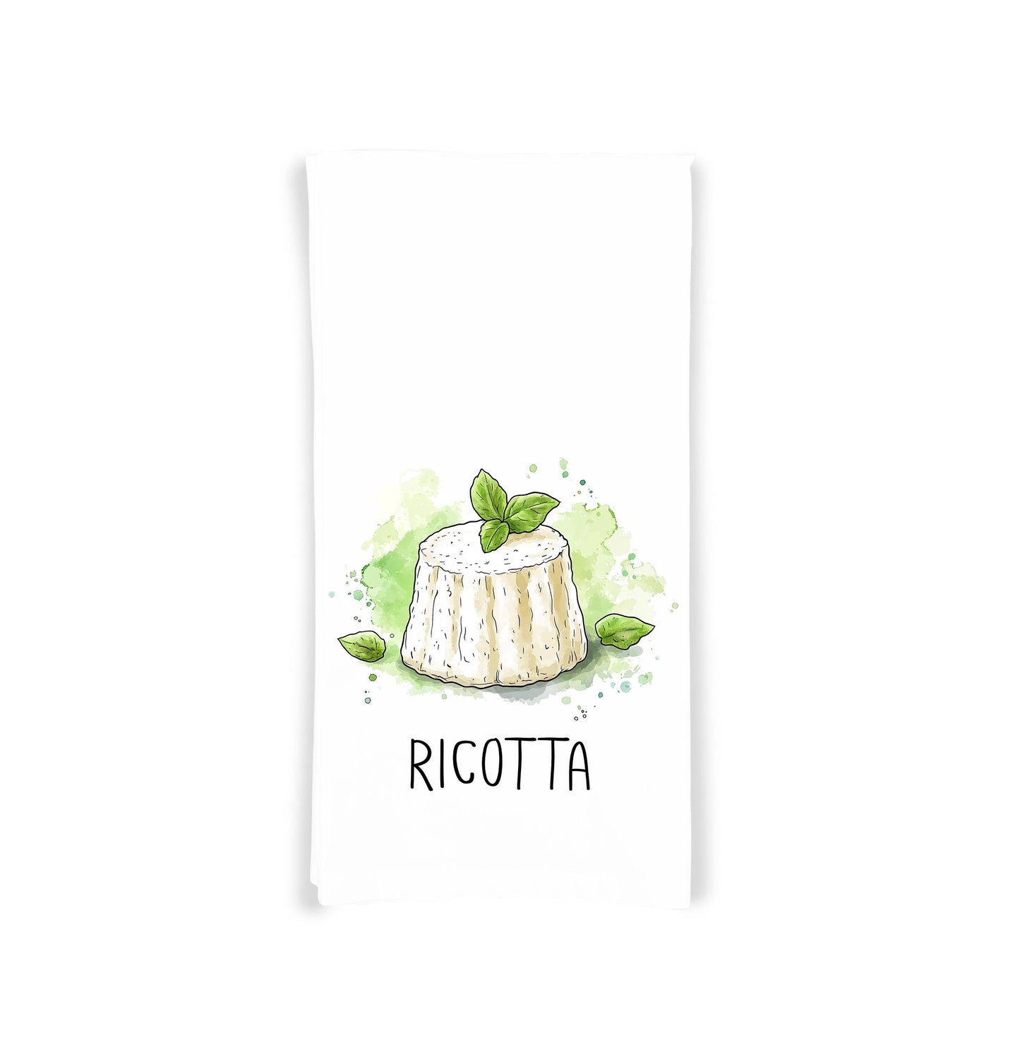 Italian Cheese Kitchen Towel Set of 8 - Mozzarella Ricotta Burrata Fontina Gorgonzola Parmigiano Asiago Provolone - Cheese Lover Gift Idea