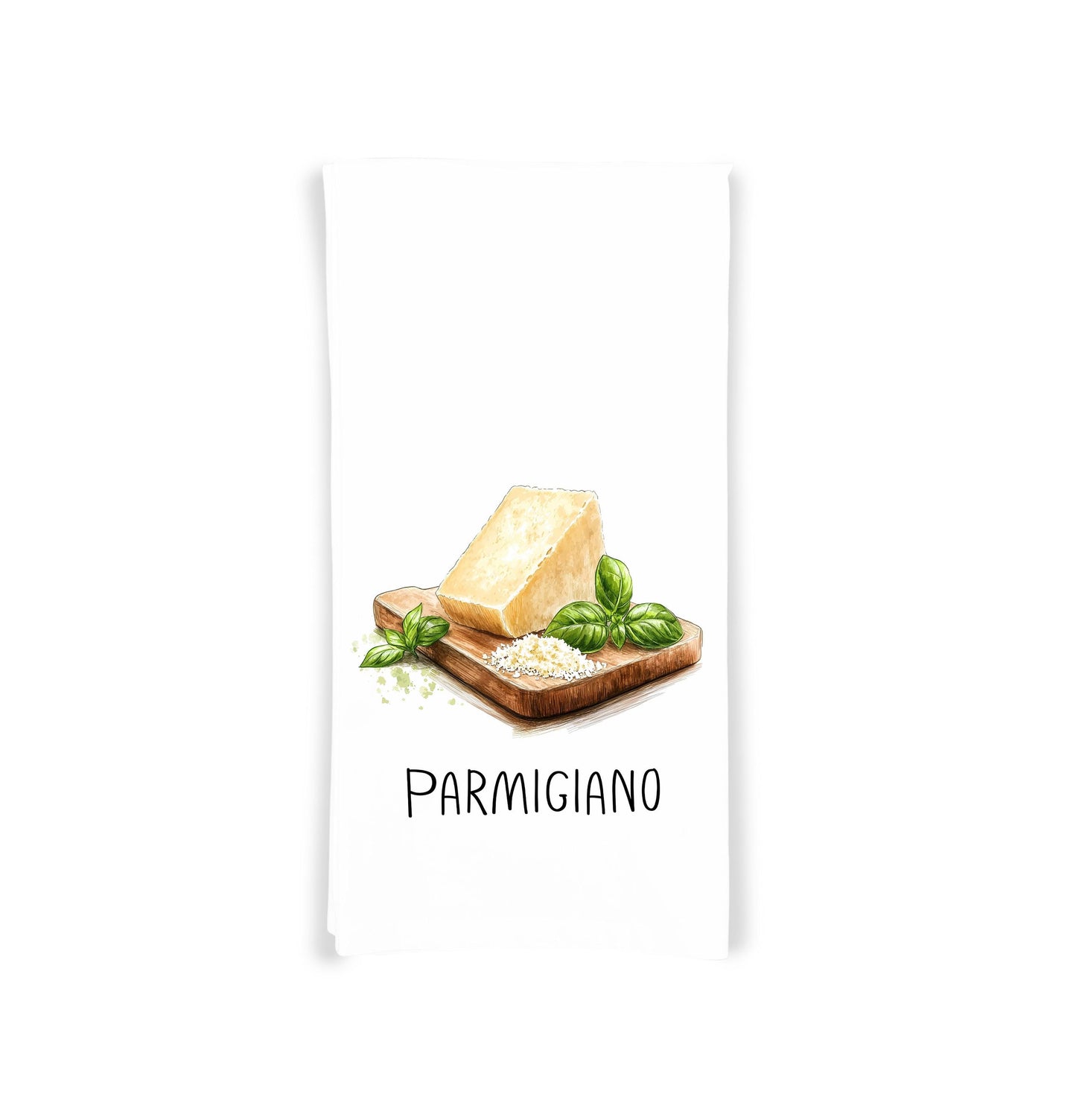 Italian Cheese Kitchen Towel Set of 8 - Mozzarella Ricotta Burrata Fontina Gorgonzola Parmigiano Asiago Provolone - Cheese Lover Gift Idea
