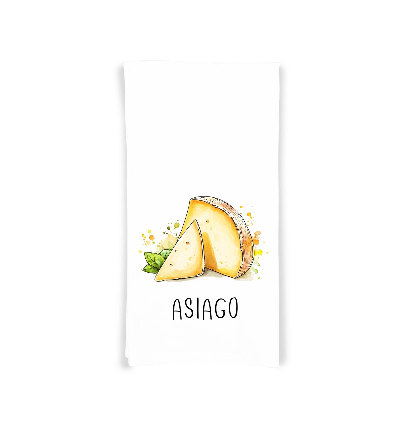 Italian Cheese Kitchen Towel Set of 8 - Mozzarella Ricotta Burrata Fontina Gorgonzola Parmigiano Asiago Provolone - Cheese Lover Gift Idea