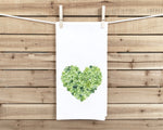 Shamrock Heart Flour Sack Kitchen Towel Dish Cloth Hostess Birthday Christmas St Patrick's Day Irish Gift for Women Men