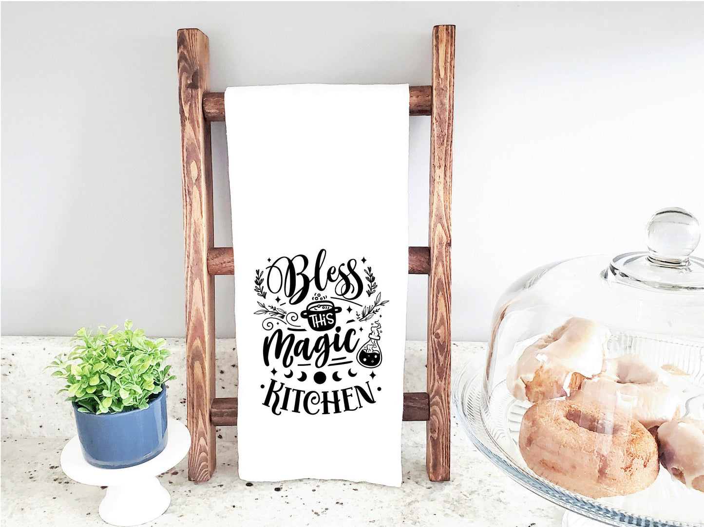 Bless This Magic Kitchen Flour Sack Towel Quote Saying Witchy Kitchen Decor Birthday Housewarming New Home Christmas Gift Idea for Women