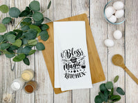 Bless This Magic Kitchen Flour Sack Towel Quote Saying Witchy Kitchen Decor Birthday Housewarming New Home Christmas Gift Idea for Women