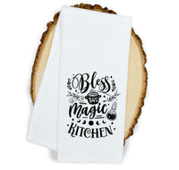 Bless This Magic Kitchen Flour Sack Towel Quote Saying Witchy Kitchen Decor Birthday Housewarming New Home Christmas Gift Idea for Women