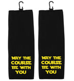 May the Course Be with You Tri-fold Golf Towel with Clip 100% Microfiber Waffle Weave Gift Idea for Men Women