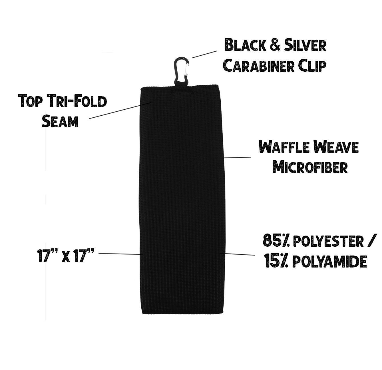 May the Course Be with You Tri-fold Golf Towel with Clip 100% Microfiber Waffle Weave Gift Idea for Men Women