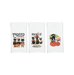Retro Black Cat Halloween Set of 3 Flour Sack Kitchen Tea Hand Towels Fall Home Decor Party Decorations
