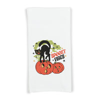 Retro Black Cat Halloween Set of 3 Flour Sack Kitchen Tea Hand Towels Fall Home Decor Party Decorations