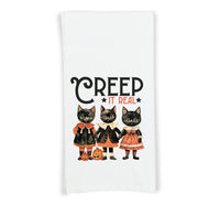 Retro Black Cat Halloween Set of 3 Flour Sack Kitchen Tea Hand Towels Fall Home Decor Party Decorations