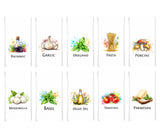 Italian Food Ingredients Kitchen Towel Set of 10 Garlic, Basil, Tomatoes, Mozzarella, Parmesan, Pasta, Porcini, Balsamic, Oregano, Olive Oil
