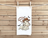 Ghost Cowboy Western Halloween Hand Towel Flour Sack Kitchen Tea Towels Fall Home Decor for Women Men