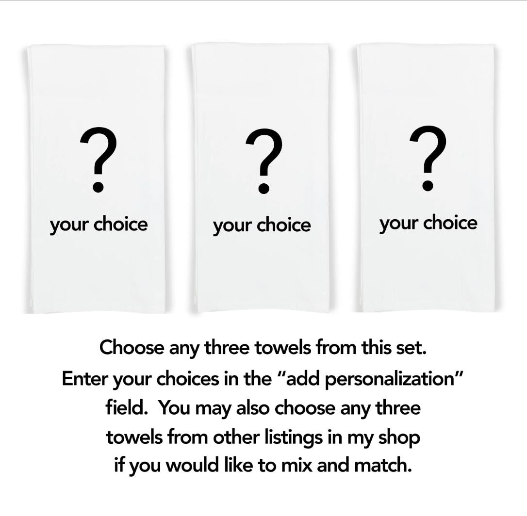 Italian Food Ingredients Kitchen Towel Set of 10 Garlic, Basil, Tomatoes, Mozzarella, Parmesan, Pasta, Porcini, Balsamic, Oregano, Olive Oil