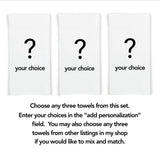 Italian Food Ingredients Kitchen Towel Set of 10 Garlic, Basil, Tomatoes, Mozzarella, Parmesan, Pasta, Porcini, Balsamic, Oregano, Olive Oil